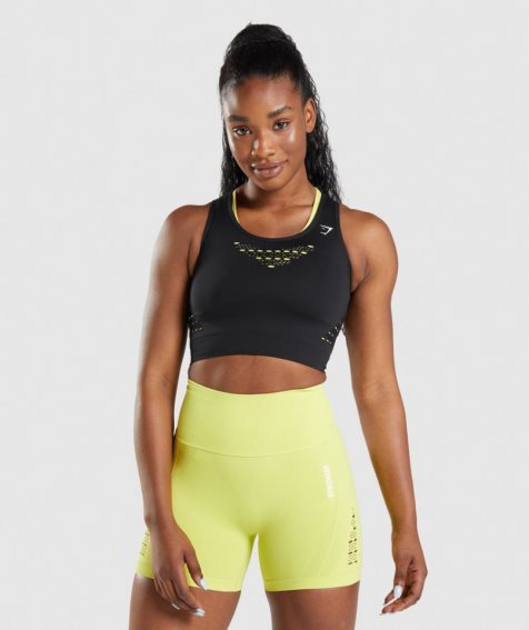 Women's Gymshark Energy Seamless Cropped Tops Black | CA DA531N